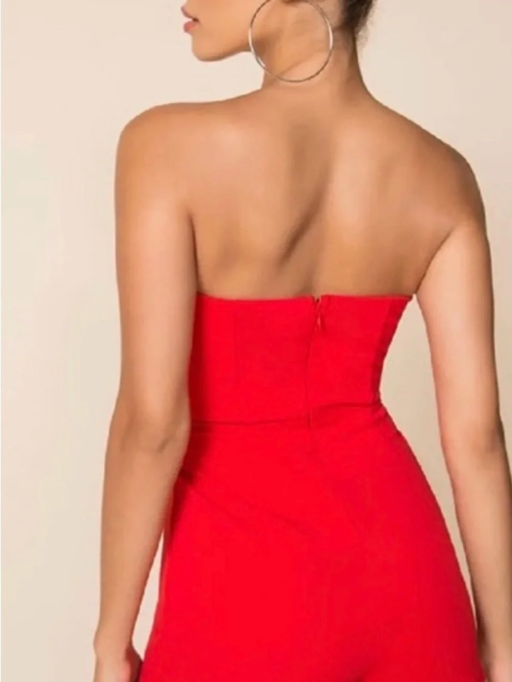 superdown Red Strapless Cutout Romper